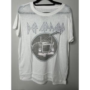 NWT Recycled Karma Def Leppard Semi Truck White T-Shirt Sz S